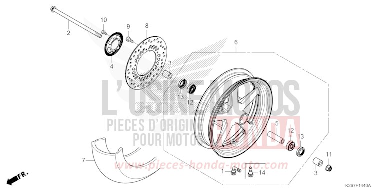 FRONT WHEEL for MSX GROM A GAYETY RED (R310) from 2023